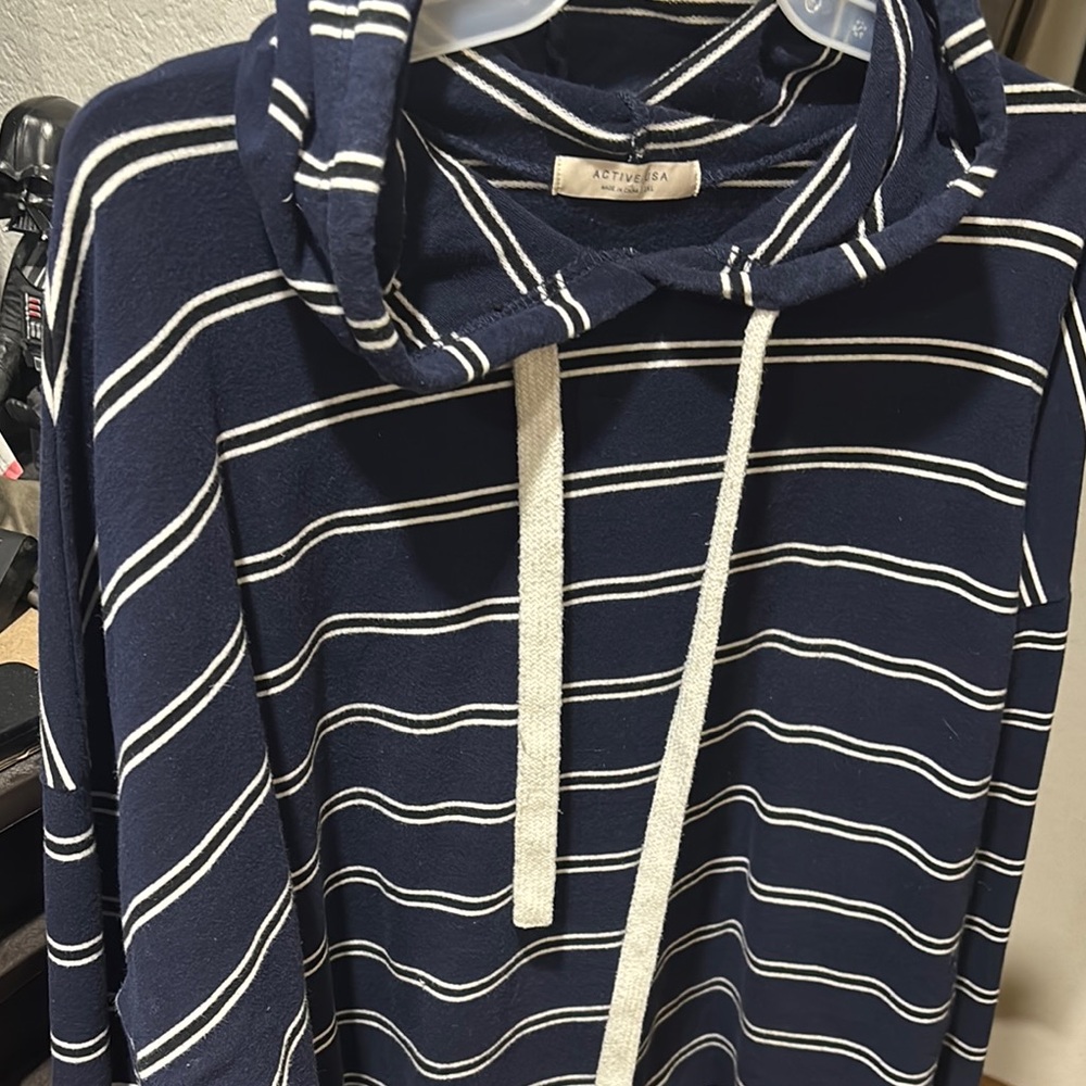 Active USA Navy and White Striped Top
